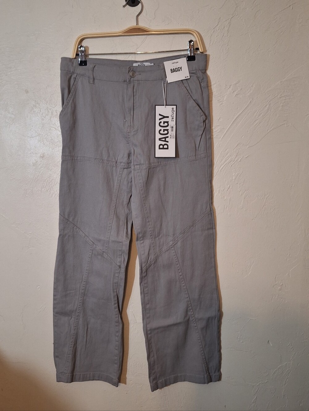 Refuge Baggy Lt Gray Cotton Spandex Jeans Women's Sz Med 4-pocket